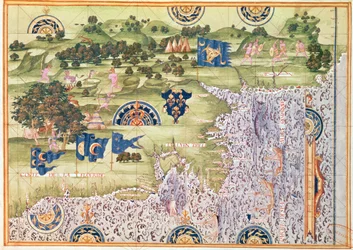 Fol.56v Kort over Florida, Canada og Labrador, fra 